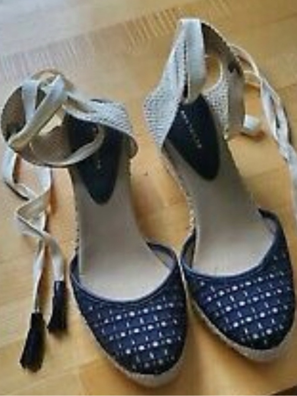 Ann Taylor Navy Lace-Up Wedges